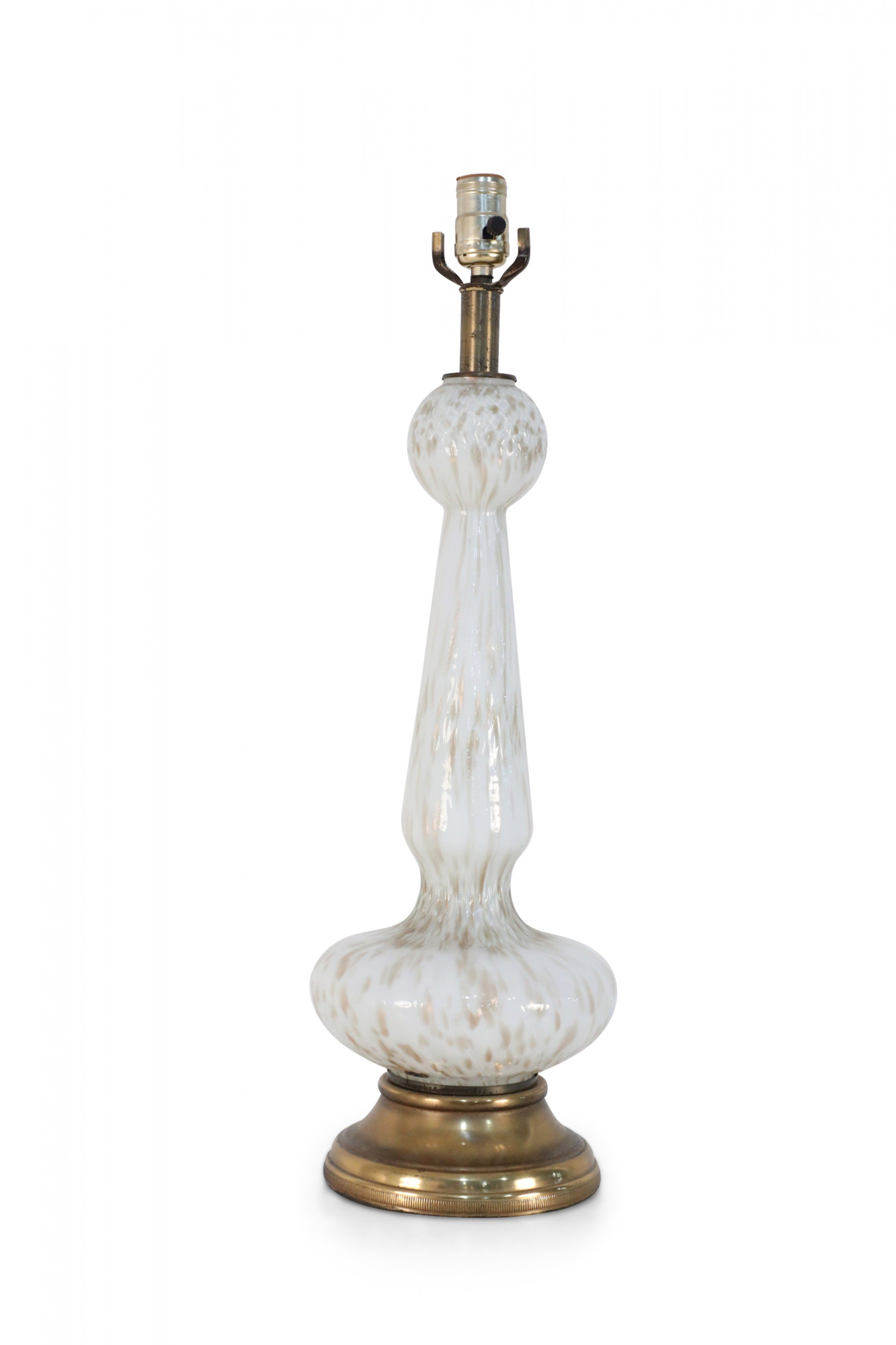Murano Italian Mid Century White and Gold Glass Table Lamp
