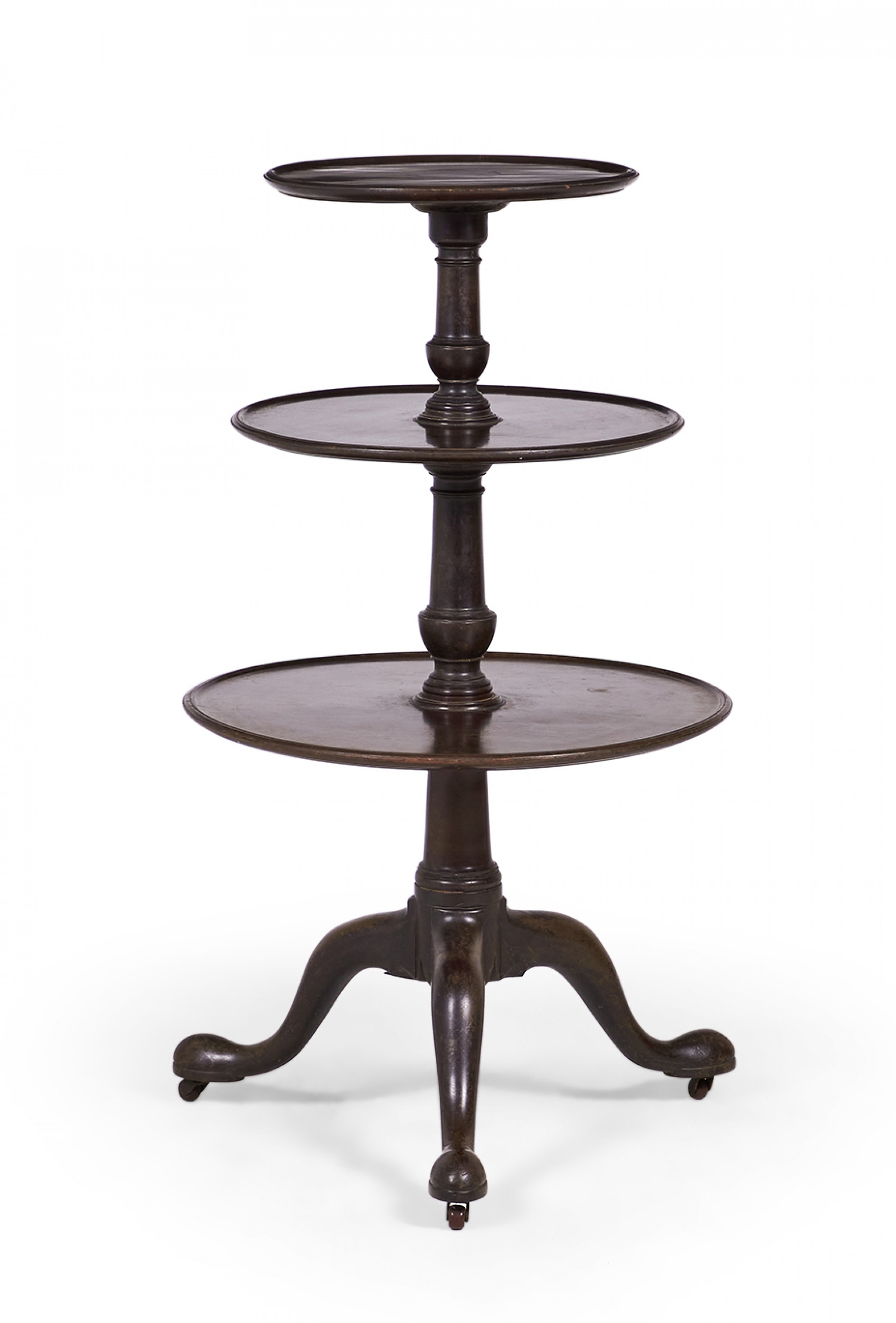 English Queen Anne style Circular Mahogany 3 Tier Table