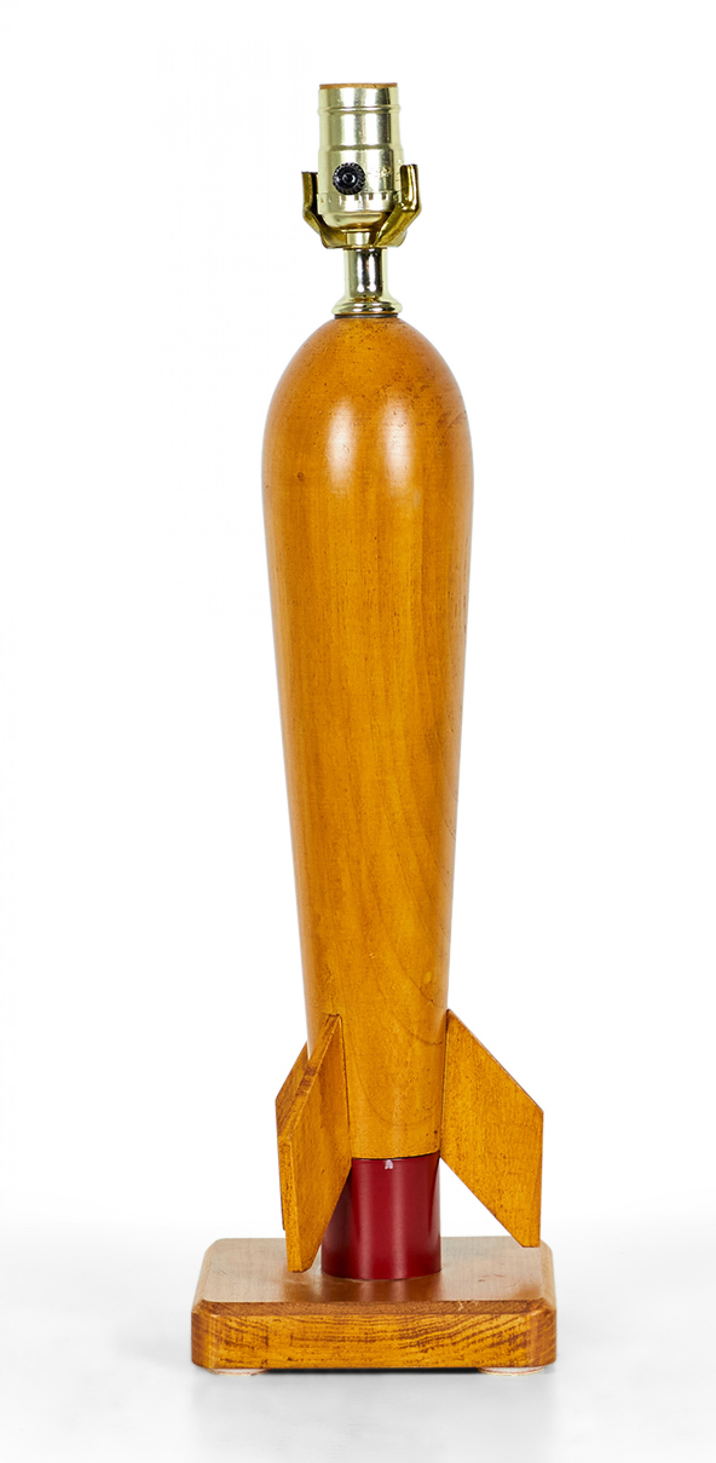 American Mid Century Polished Maple Rocket Shaped Table Lamp
