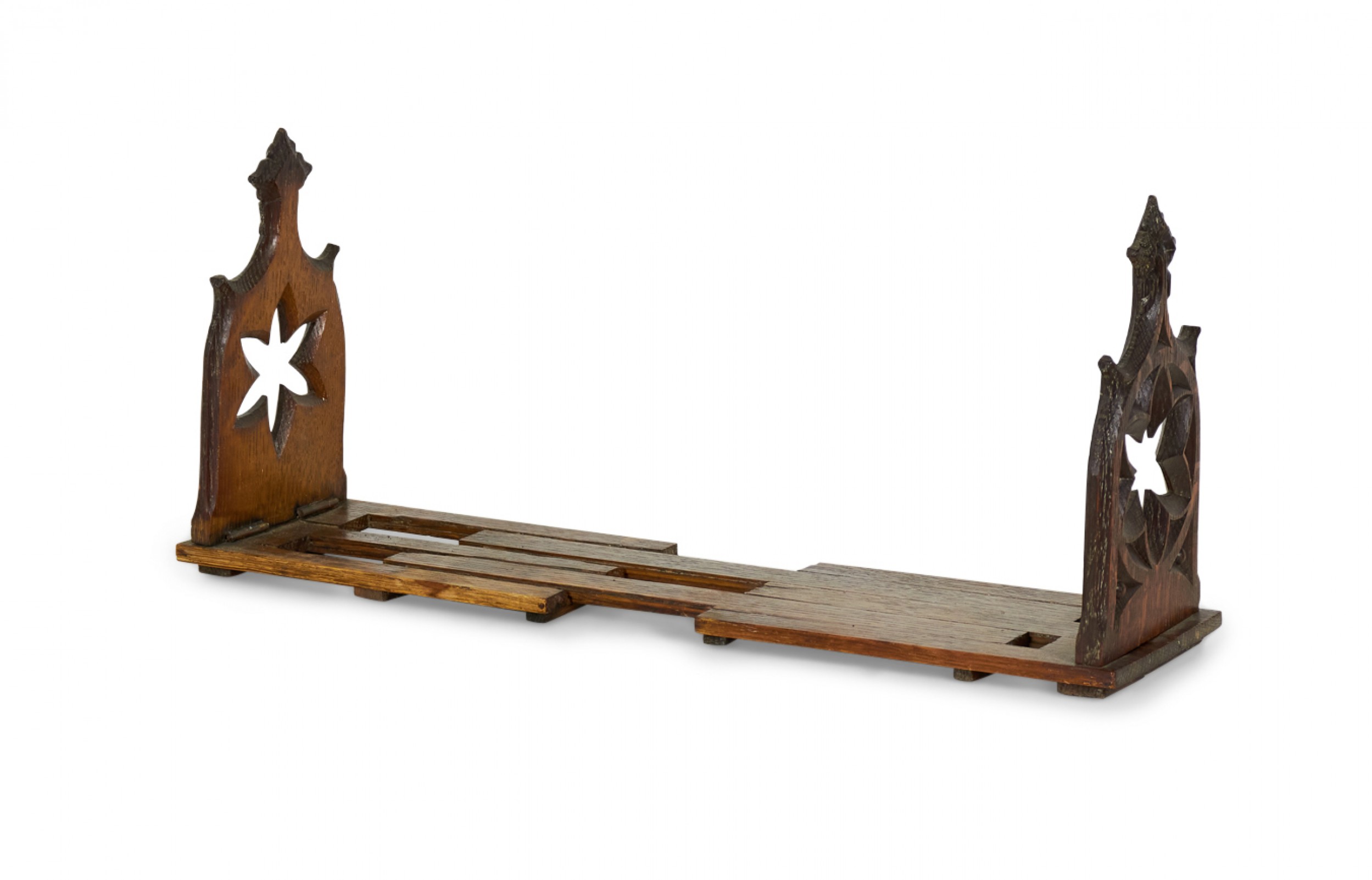 English Gothic Style Carved Oak Expanding Bookends