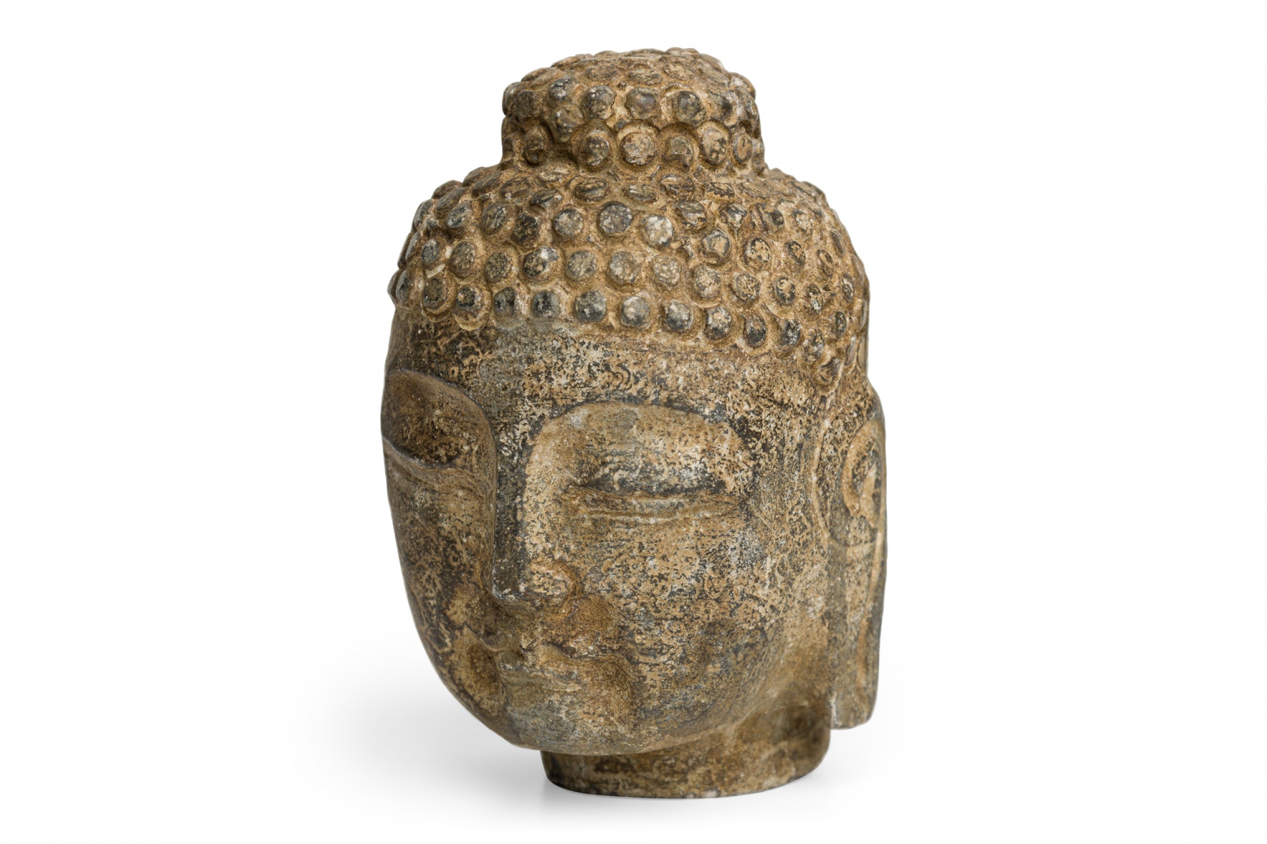 Vintage carved stone buddha head tabletop statue