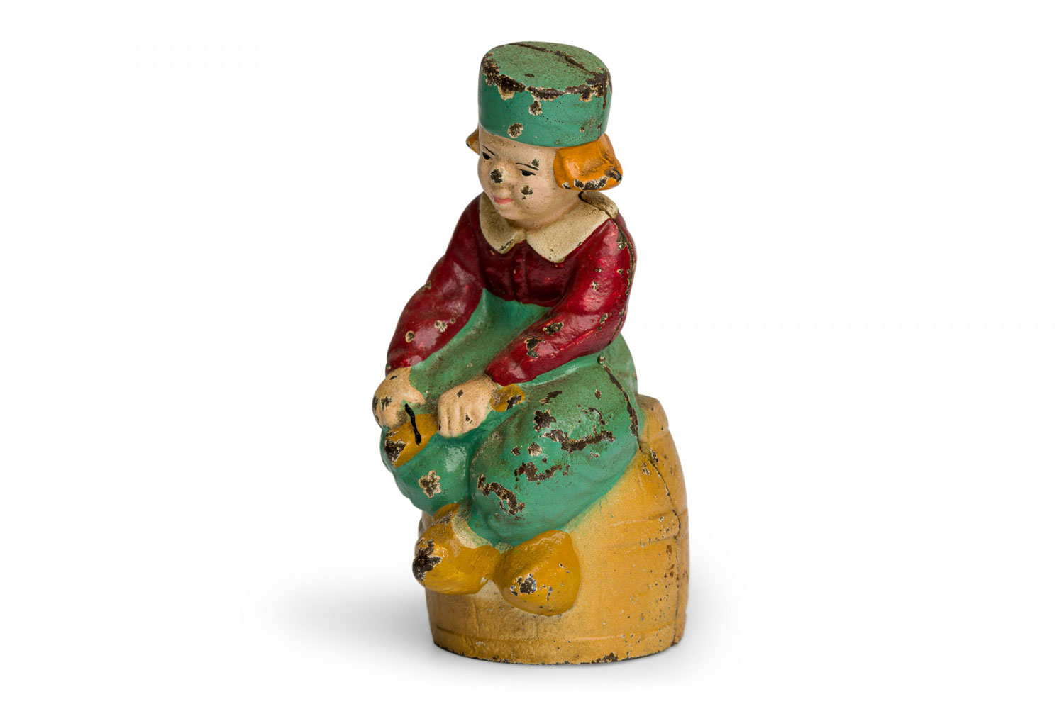 American country antique painted cast iron dutch child figural coin bank