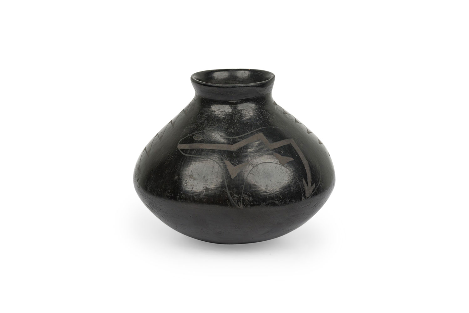 Mid century american brown glazed ceramic vase with figurative design