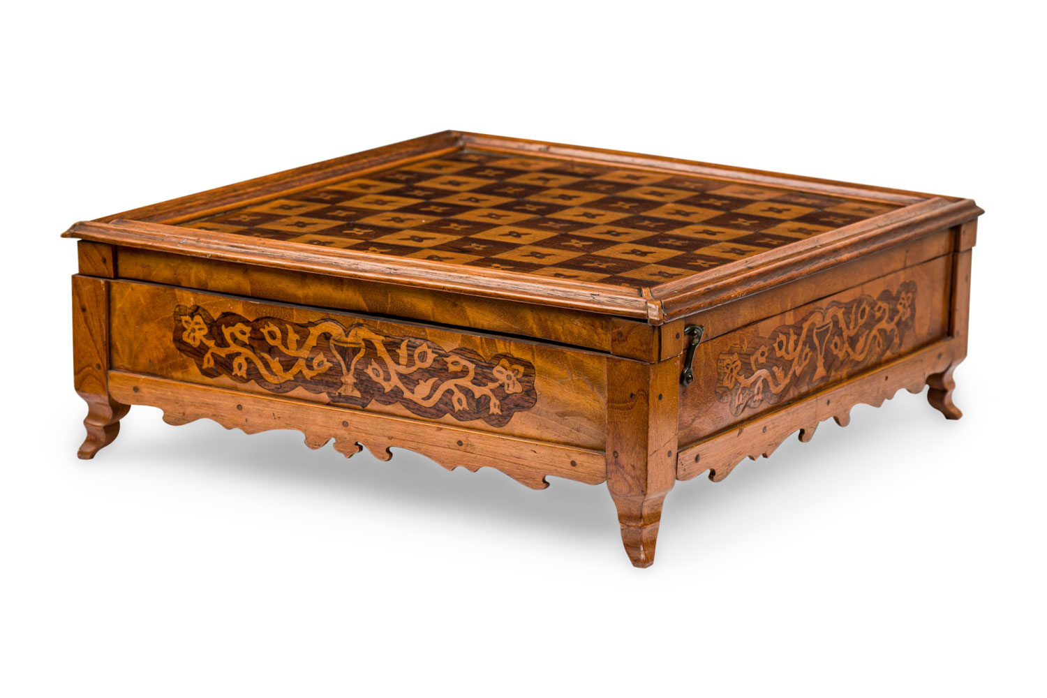 American victorian early 20th century carved mahogany cocobolo mother of pearl game box