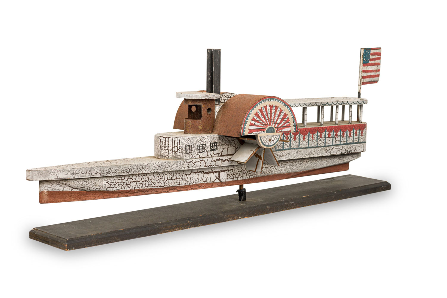 American country style carved painted wood steamboat