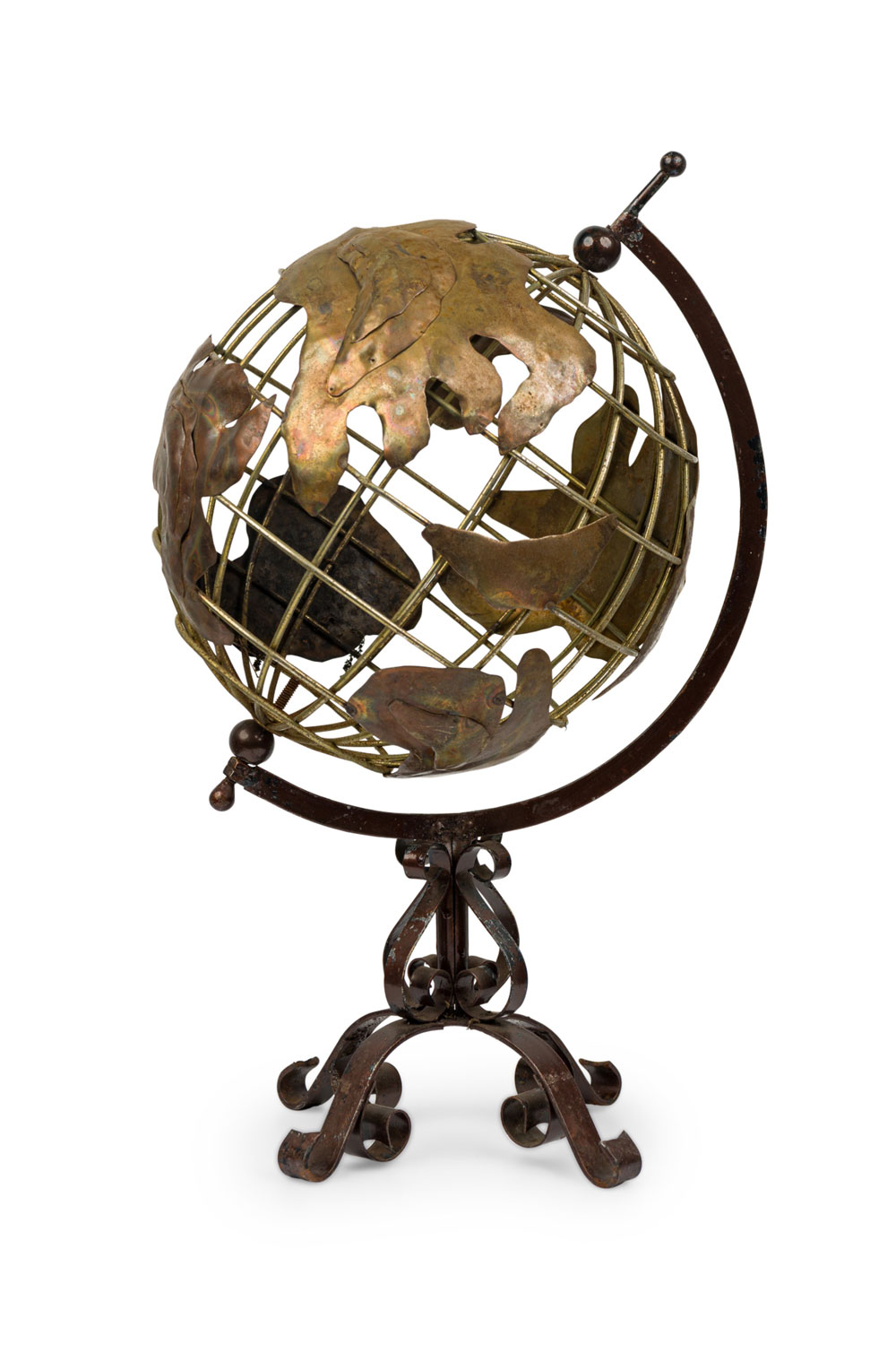Contemporary american rotating metal globe on stand