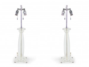 Mid century springer lucite column table lamps