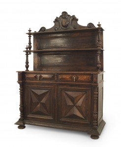 English renaissance walnut hutch cabinet