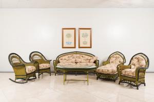 American art deco wicker living room set 1