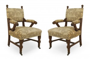 Arts crafts mahogany arm chairs