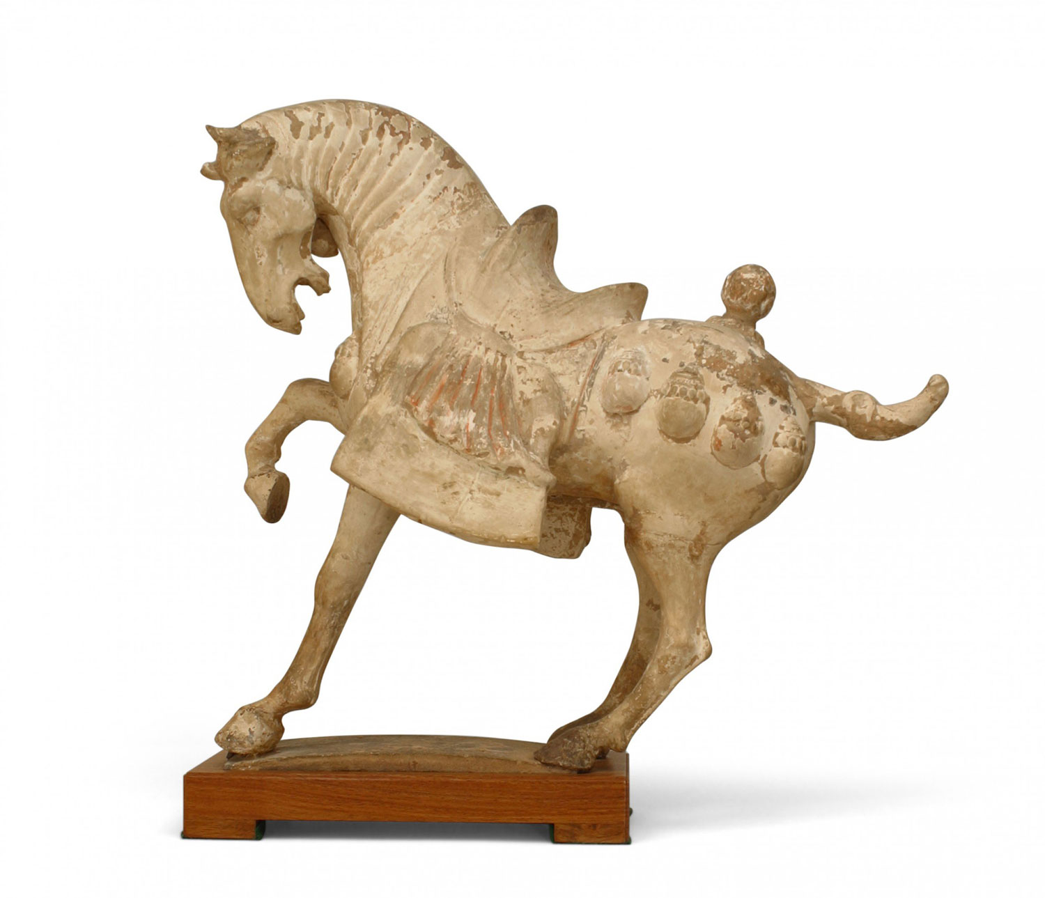 Tang dynasty clay prancing horse