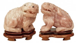 Chinese rose quartz foo dog 1