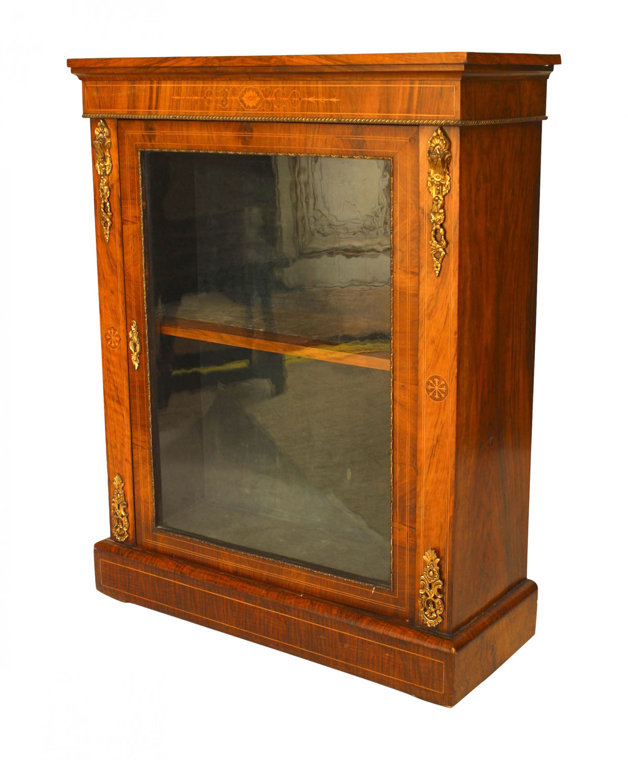 French victorian walnut display cabinet