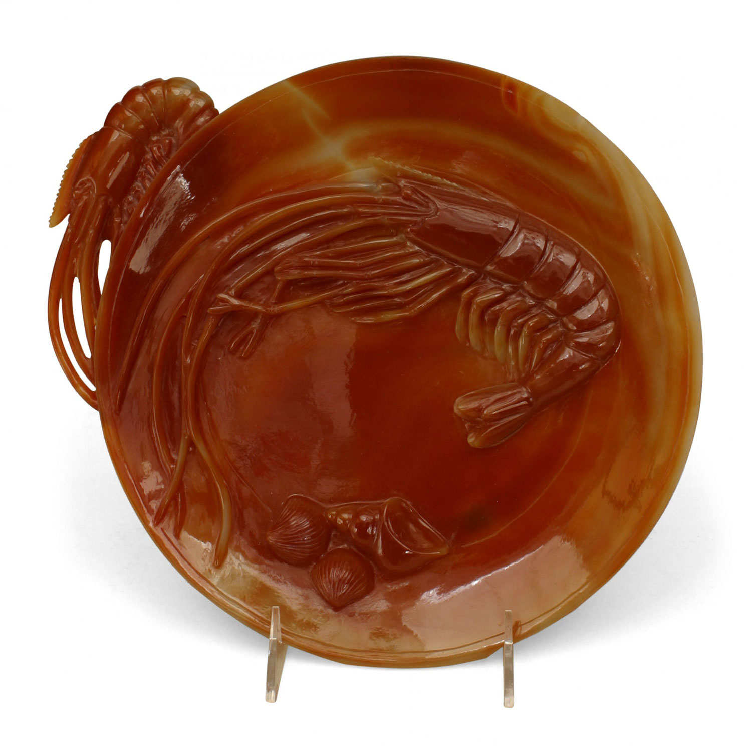 Chinese rust agate carved plate