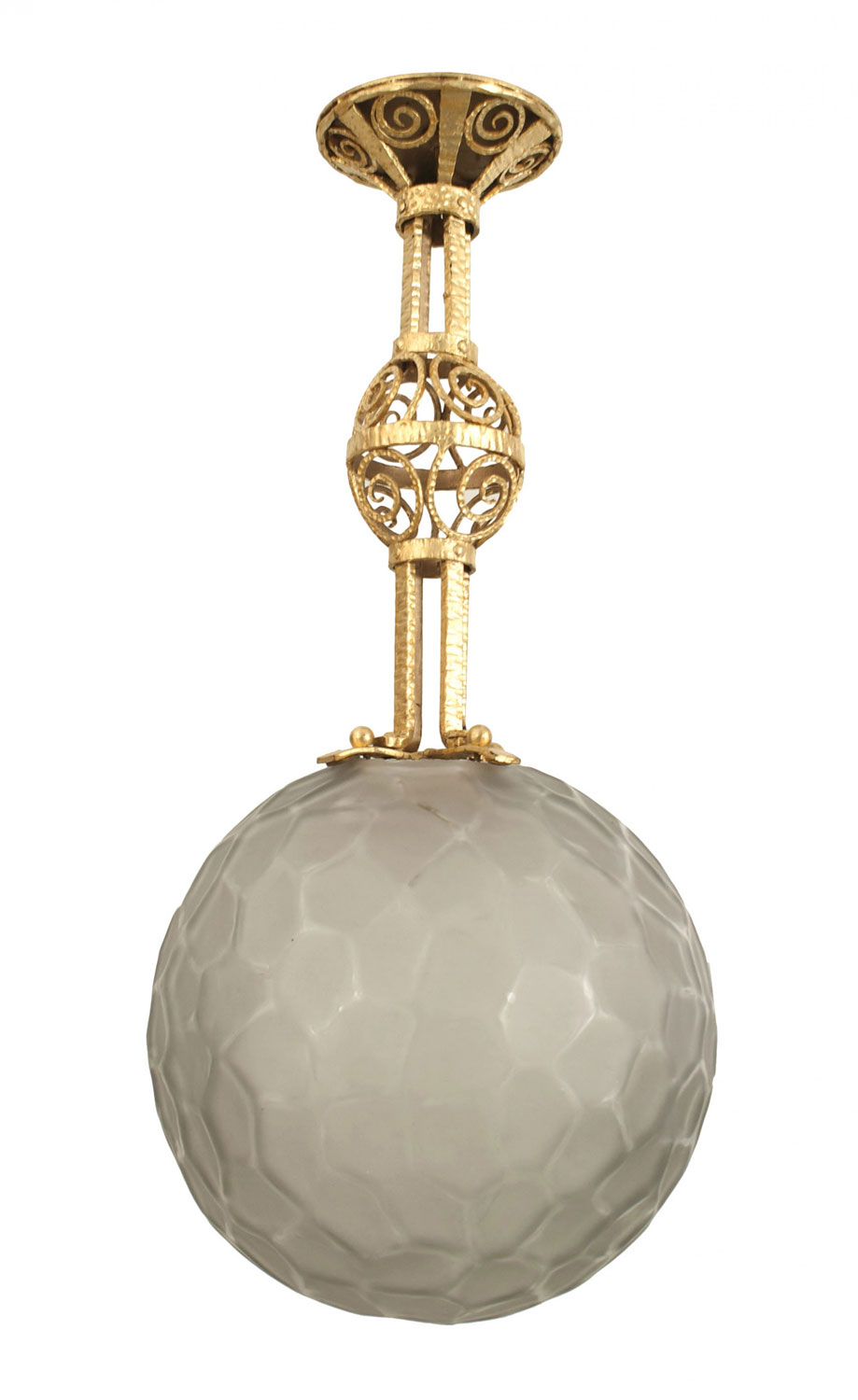 French art deco michon iron and glass lantern 1