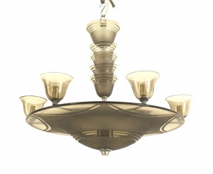 French art deco smoked glass chandelier