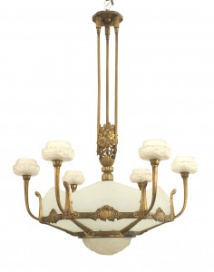 French art deco gilt bronze genet michon chandelier