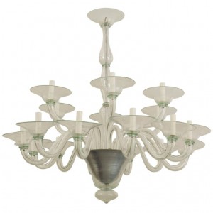 Italian venetian green glass chandelier