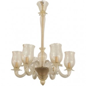 Italian Murano Gold Dusted Glass Chandelier 2