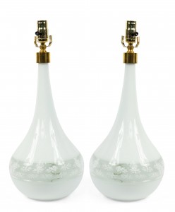 Italian murano white glass table lamps 1