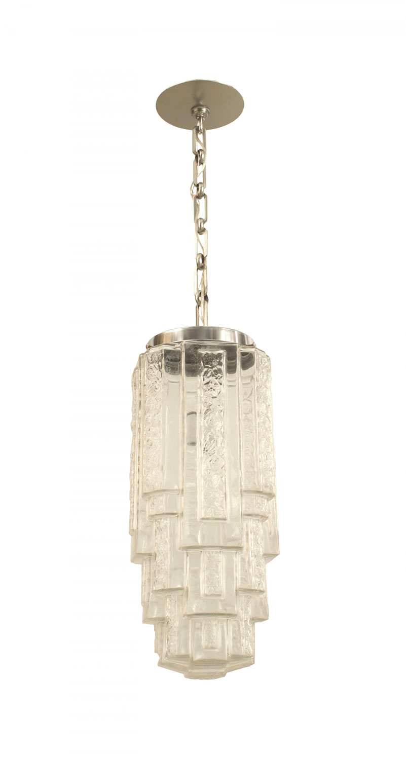 French art deco molded glass lantern
