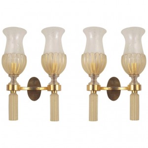 Italian venetian murano gold dusted glass wall sconces 1