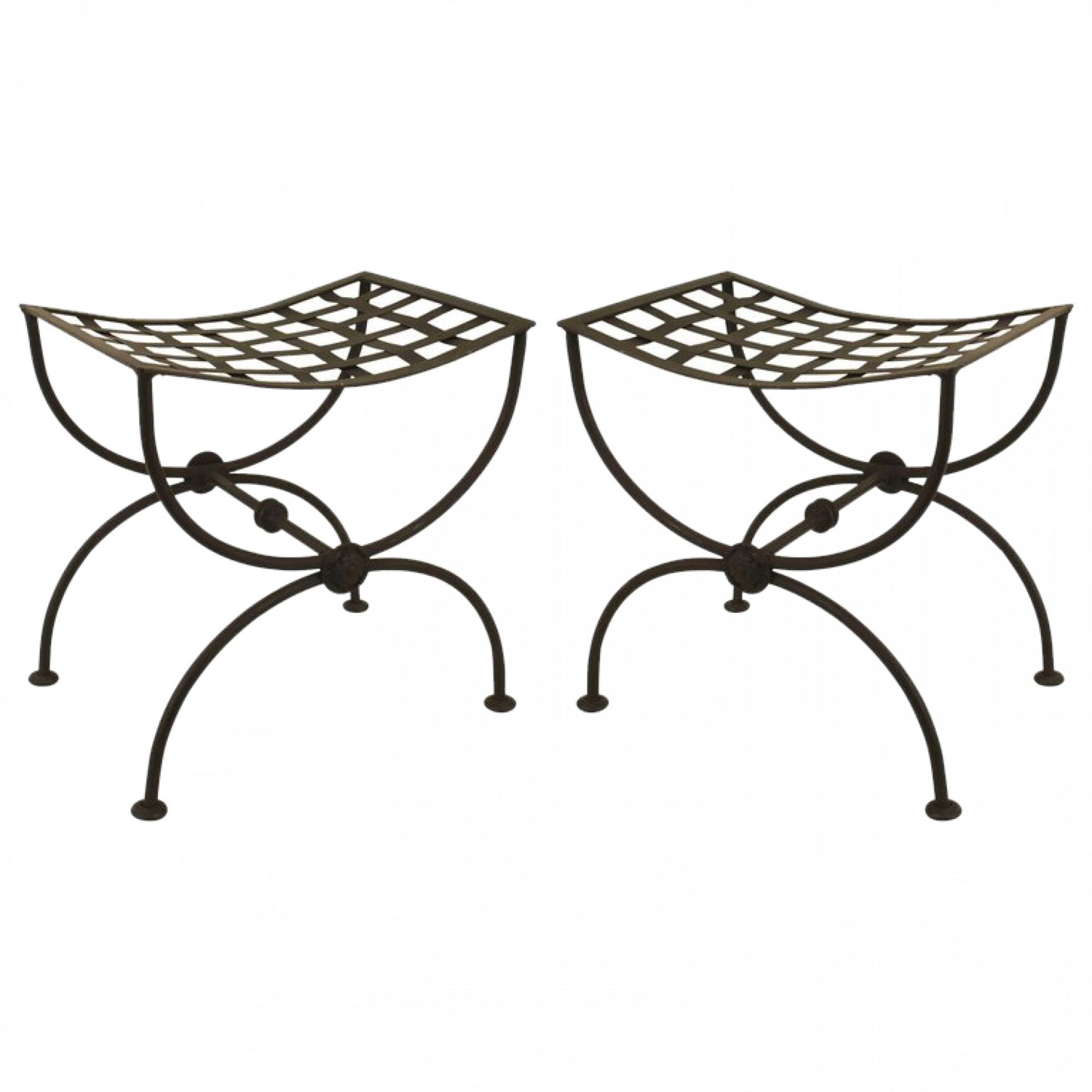 Italian renaissance wrought iron benches 1