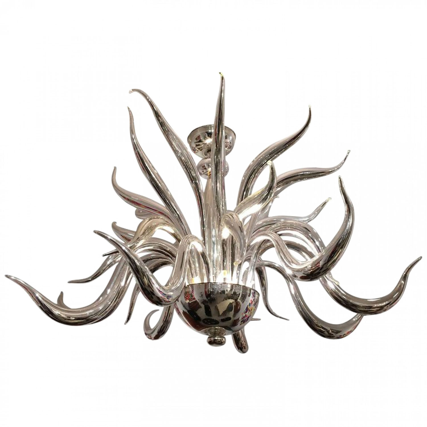 Italian venetian murano silvered glass chandelier