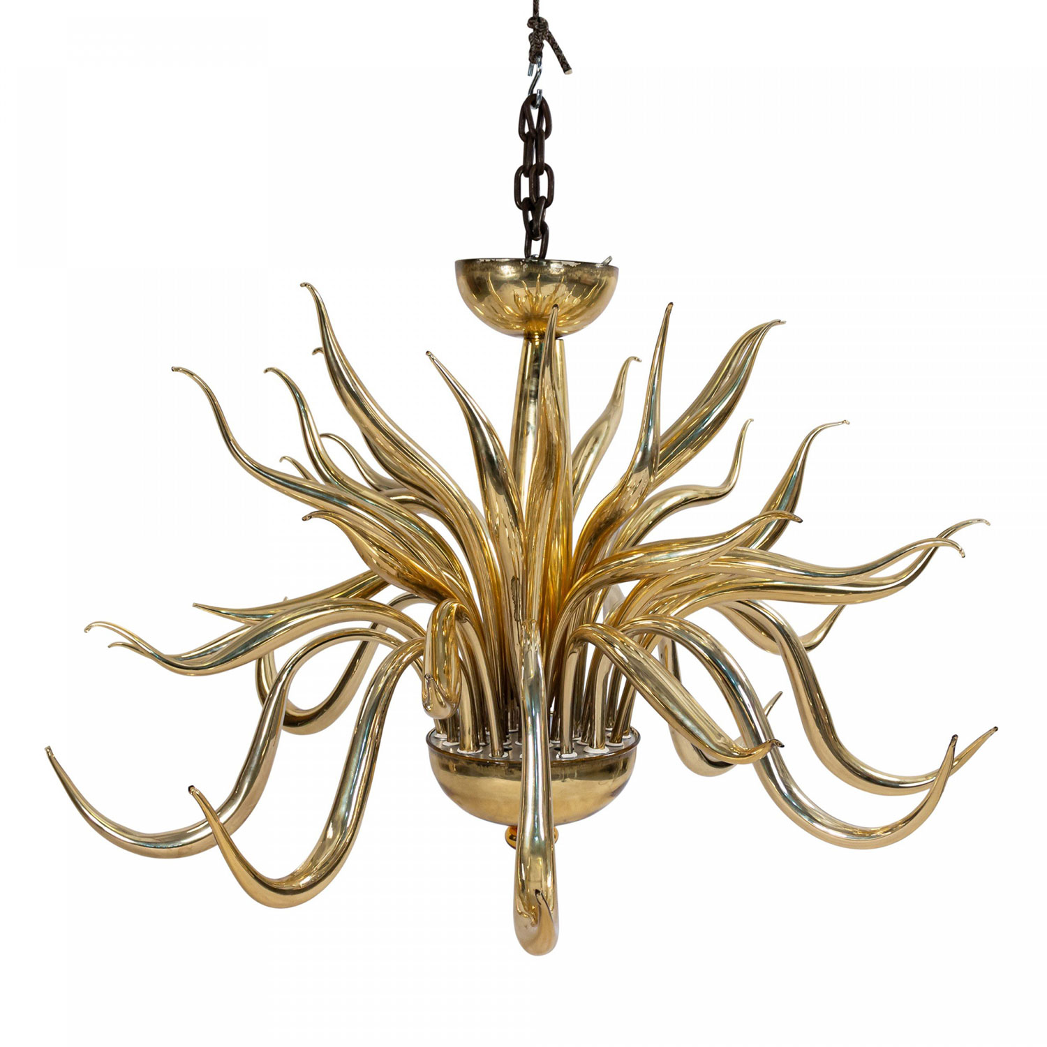 Italian venetian Murano gilt glass chandelier