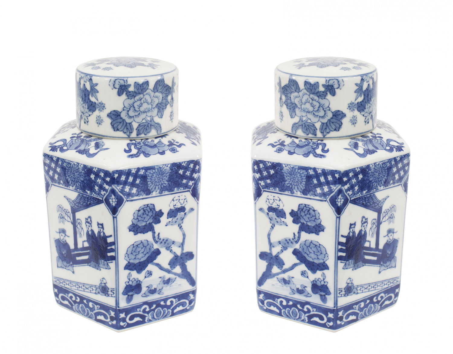 Pair of chinese blue white porcelain ginger jars