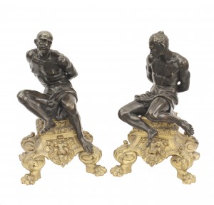 Pair of louis xv bronze chenet andirons