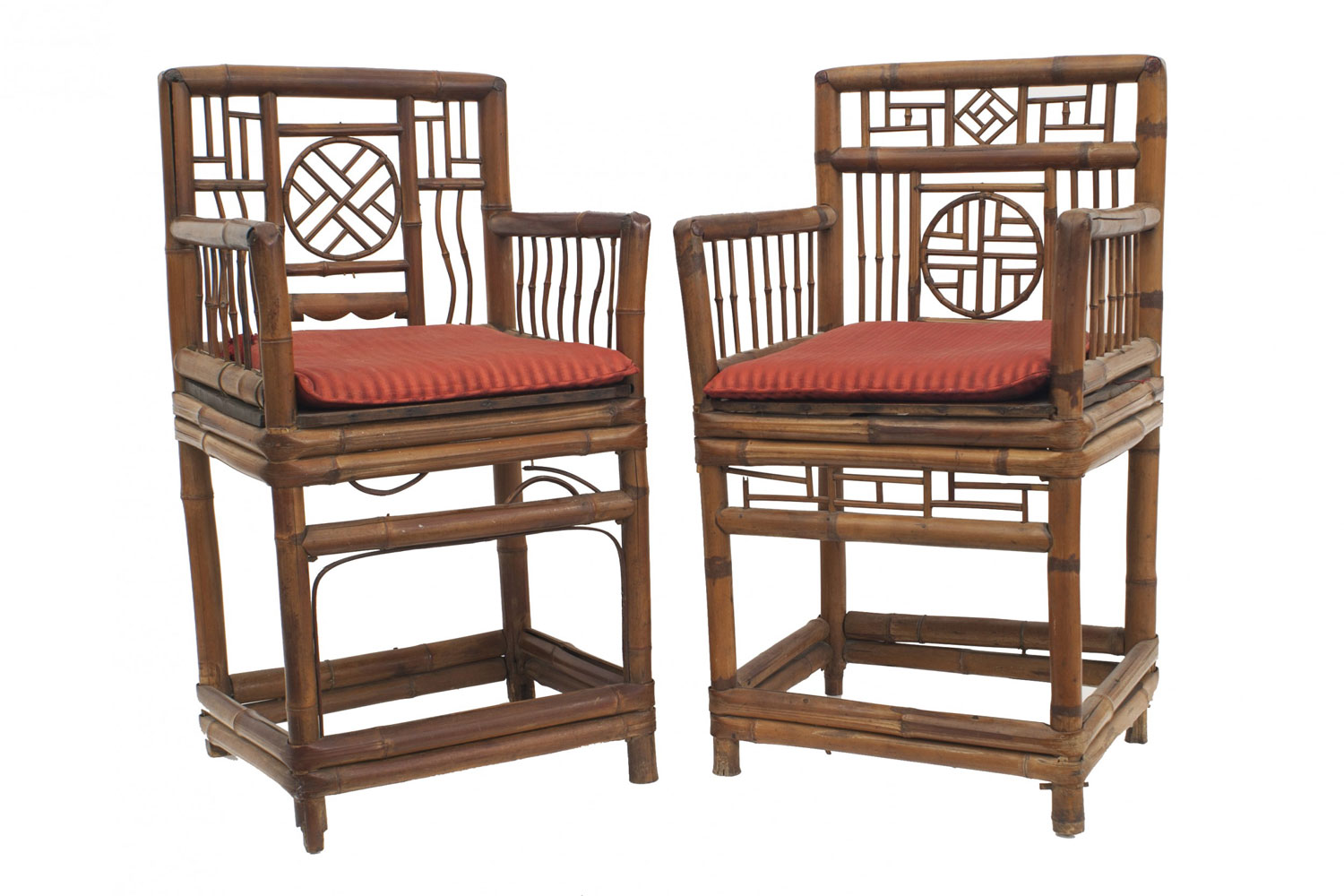 Bamboo medallion back arm chairs