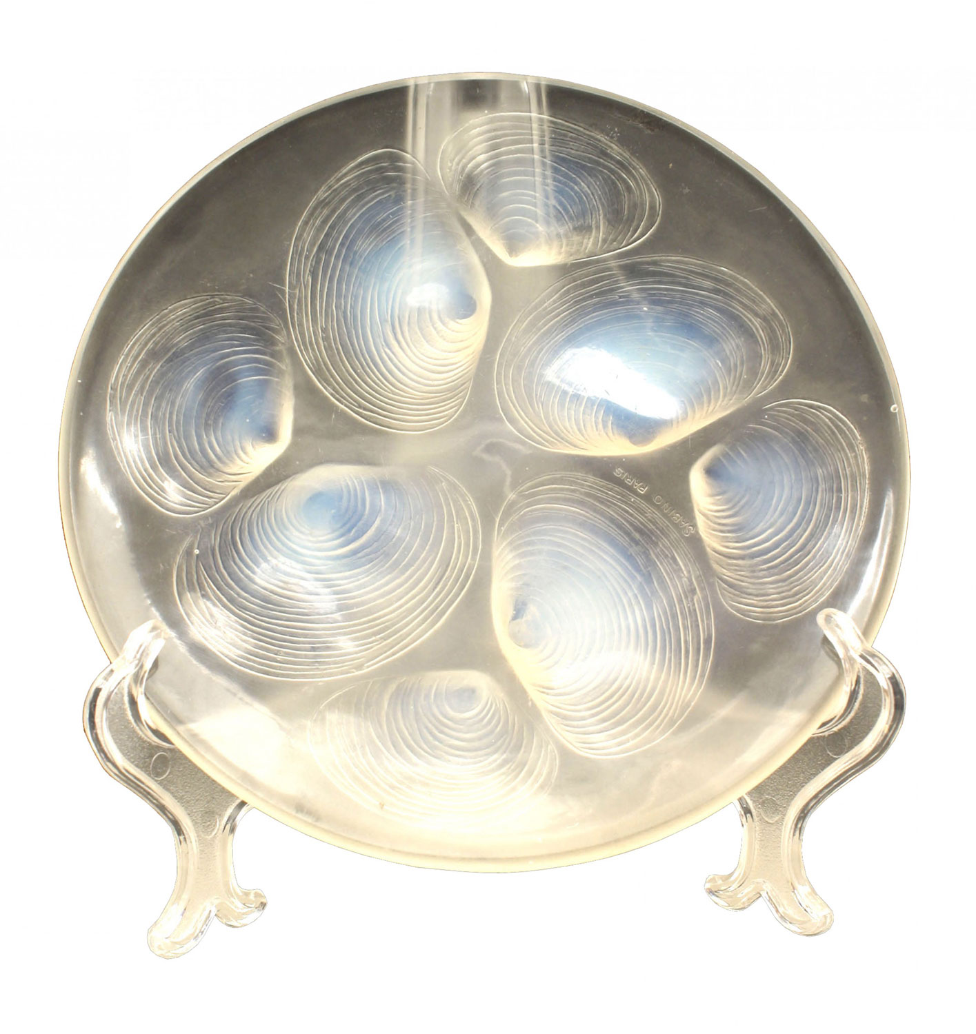 French art deco opalescent clam shell plate