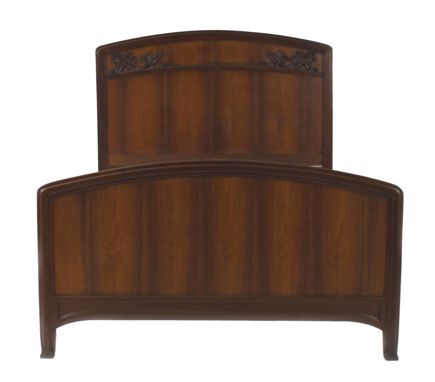 French art nouveau walnut full bed