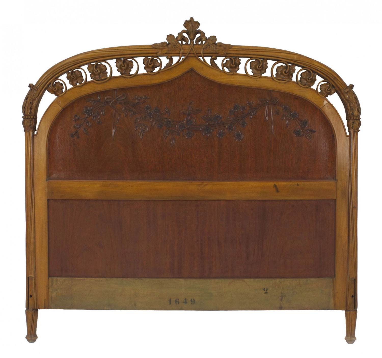 French art nouveau maple full headboard