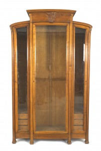 French art nouveau walnut cabinet 1
