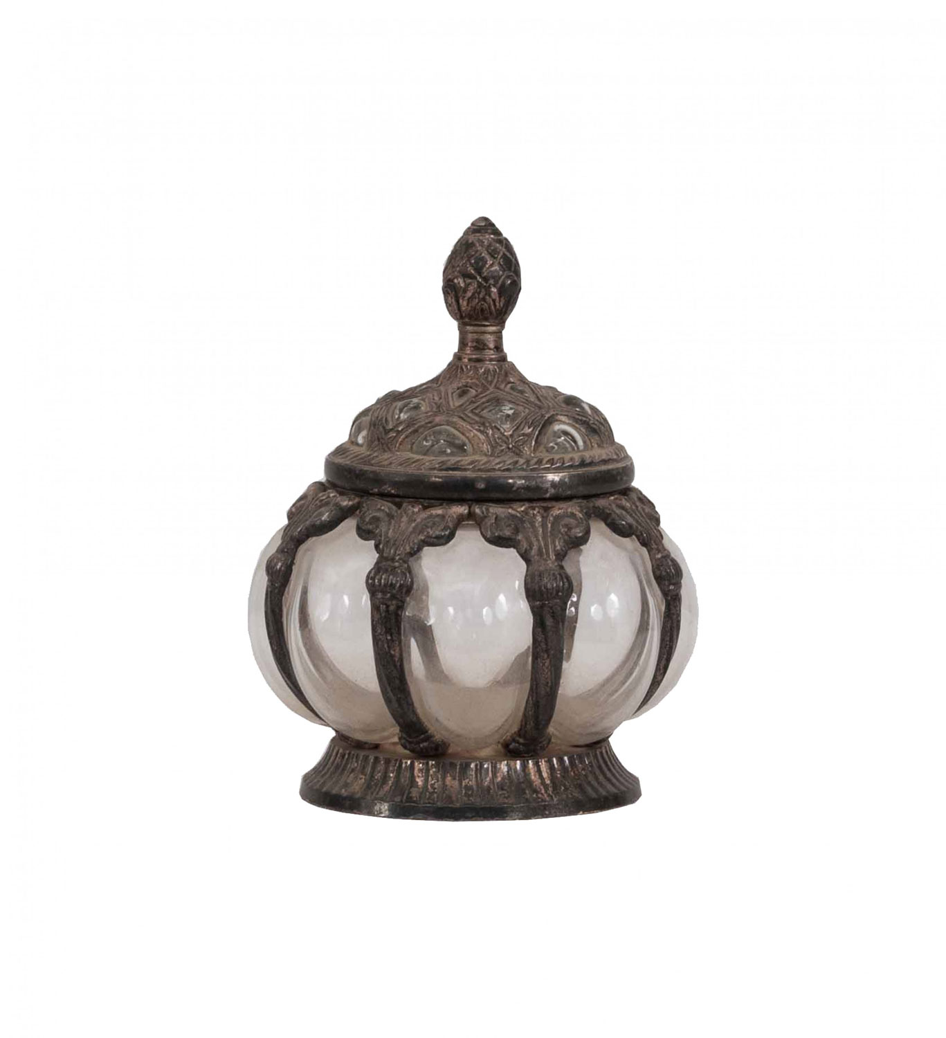 English victorian pewter and glass box 1