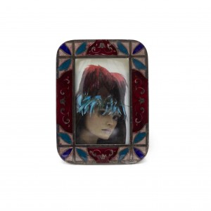 French art deco enamel and silver picture frame