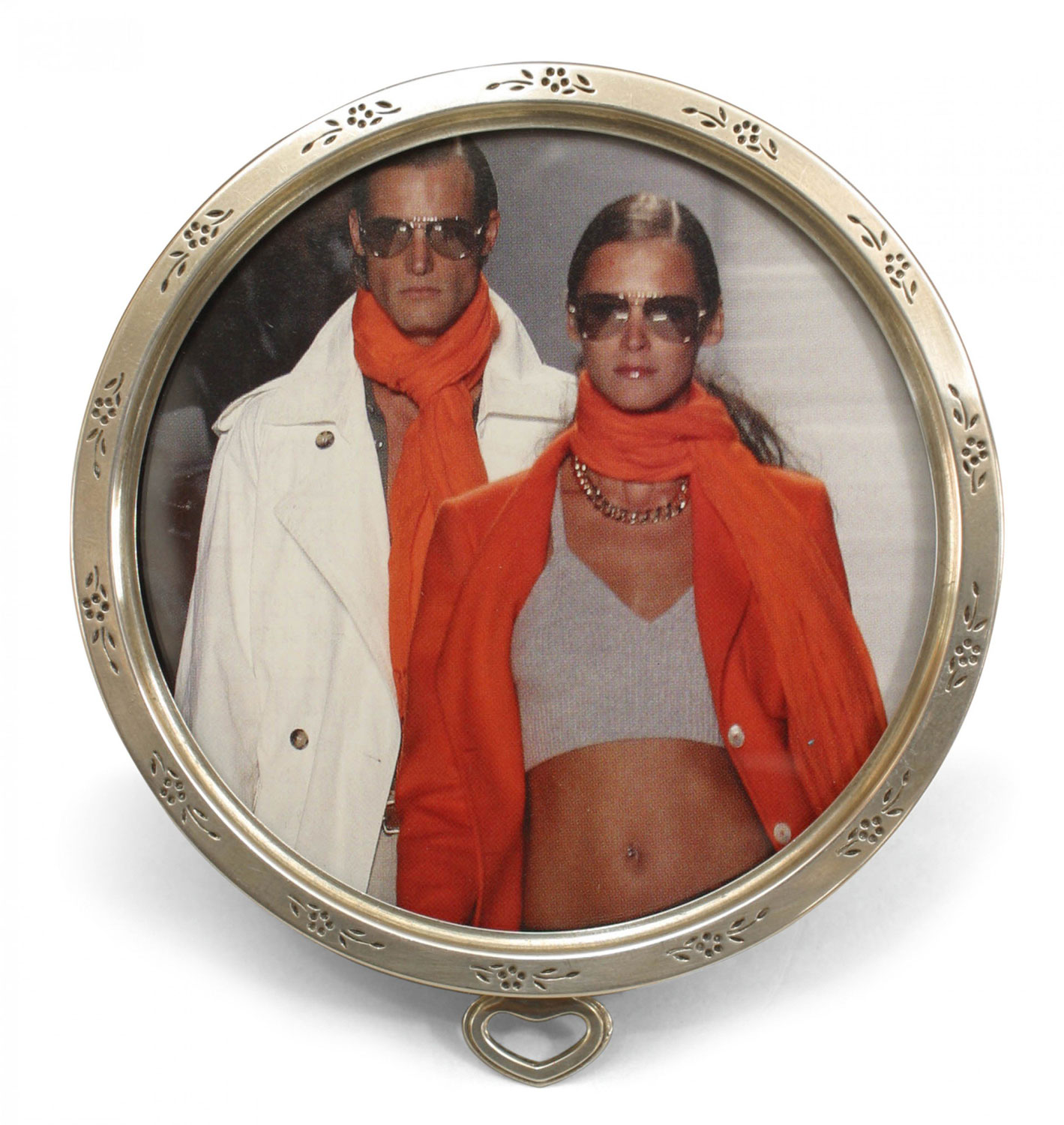 English arts and crafts silver round picture frame