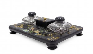 English victorian papier mache inkwell 2