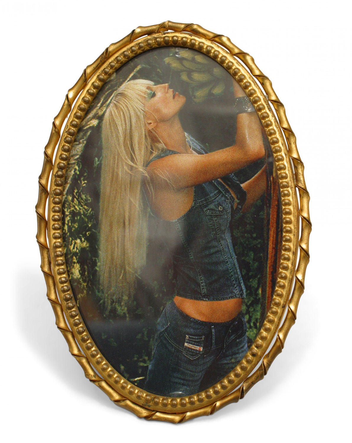 French victorian style brass oval picture frame