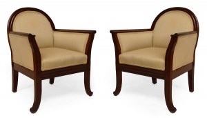 French art deco mahogany club chairs 1