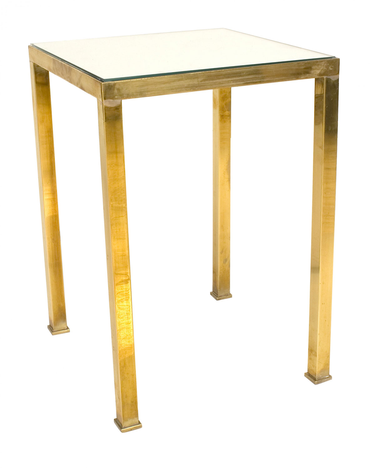 Contemporary low brass mirror table