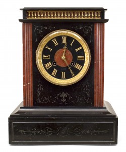 French victorian black marble mantel clock 1