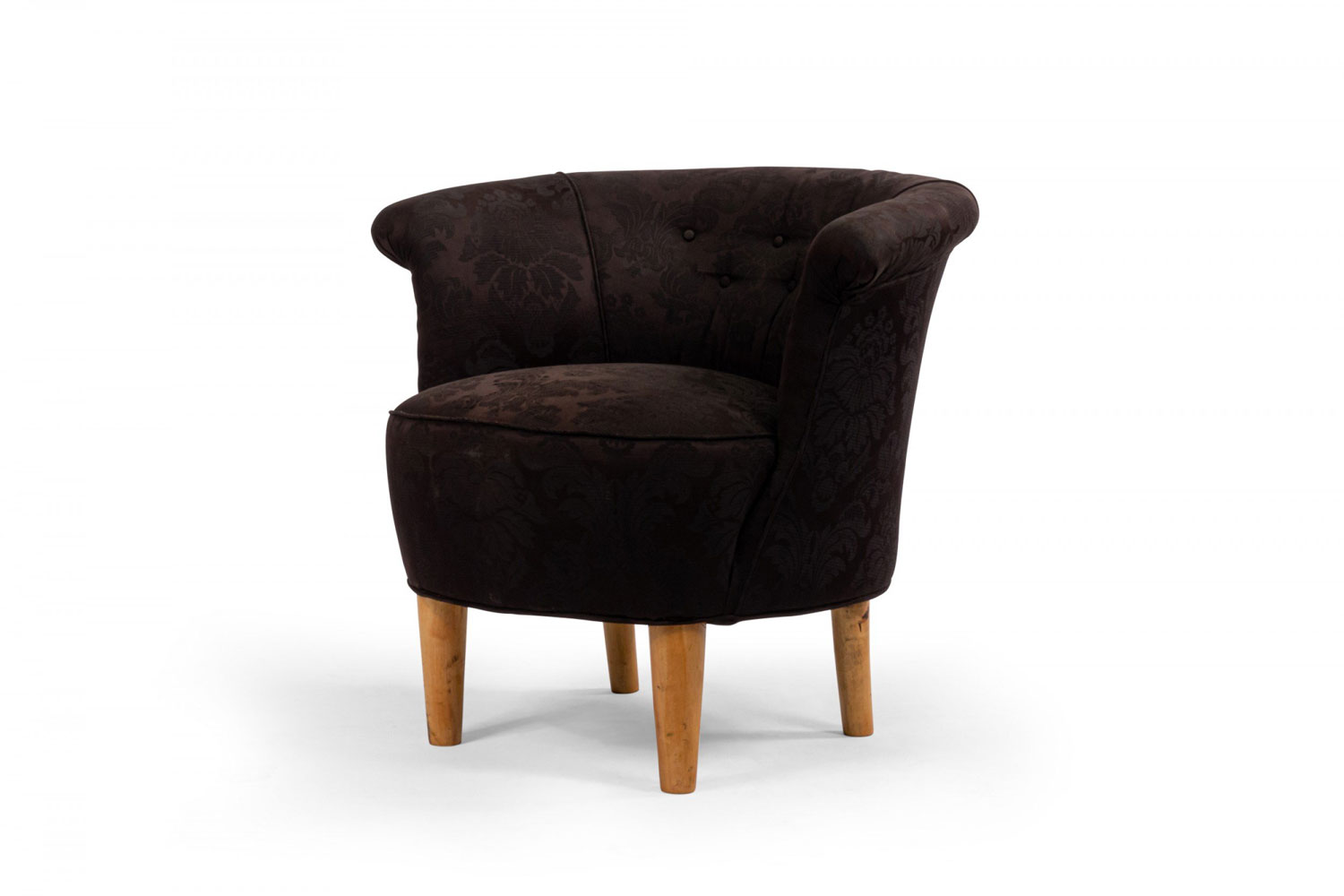 Mid century black upholstered tub chair