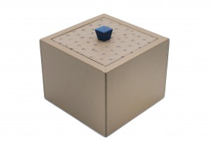 Square taupe leather box 1