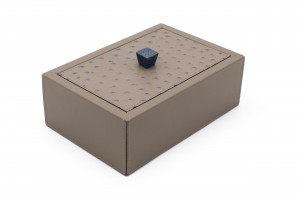 Rectangular taupe leather box 10