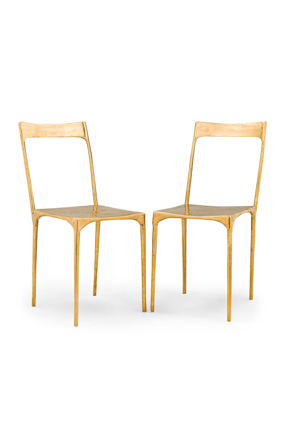 Set of 10 contemporary polished brass side chairs