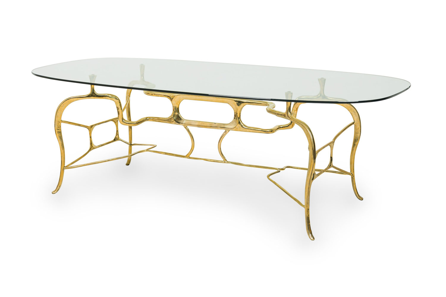 Isabella modern biomorphic bronze dining table by newel modern 1