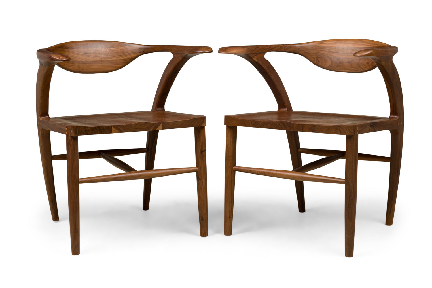 Contemporary mid century style walnut u back dining armchair